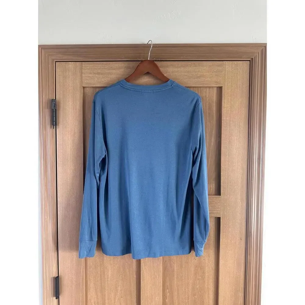 Theory Essential Long-Sleeve Tee in Anemone Modal Jersey Blue Lake Men’s Medium - Picture 5 of 12